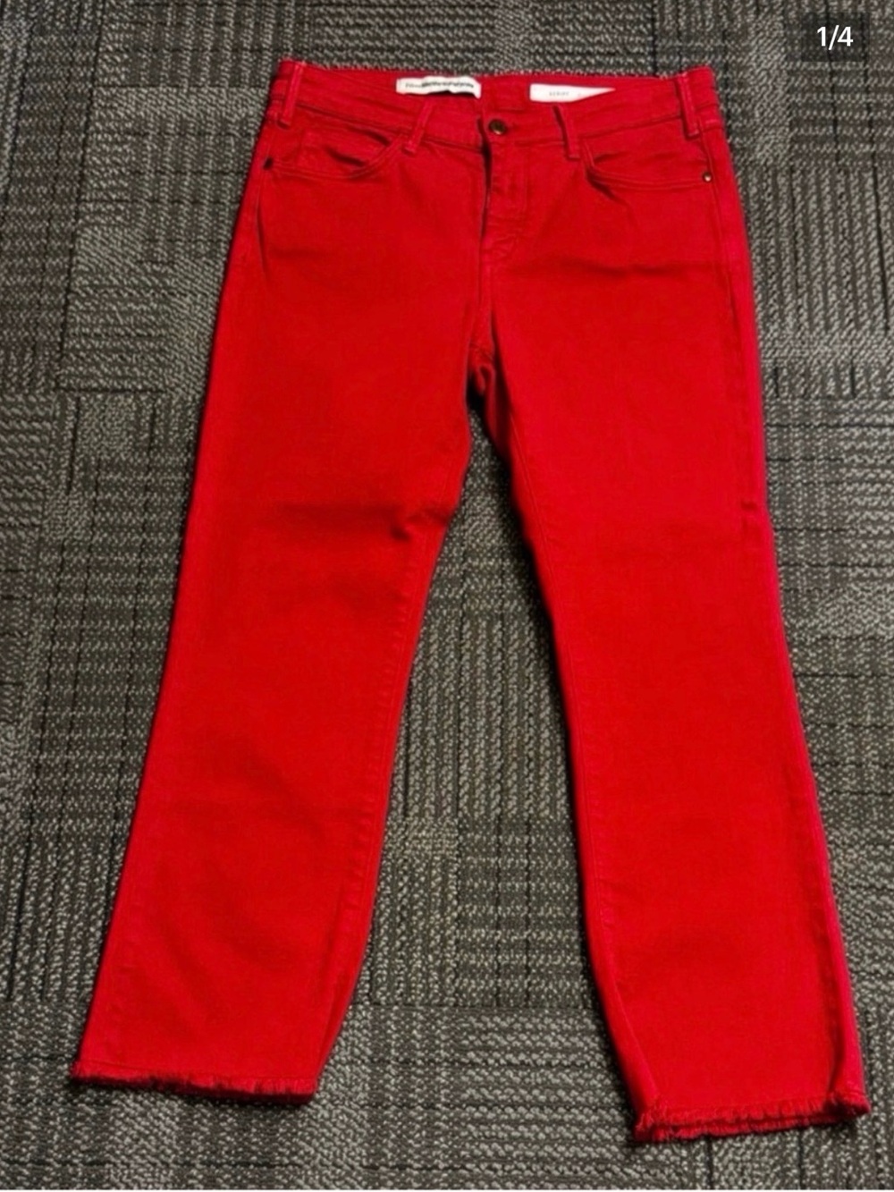Anthropologie Pilcro and the Letterpress Script Straight Leg Red Pants Size 29